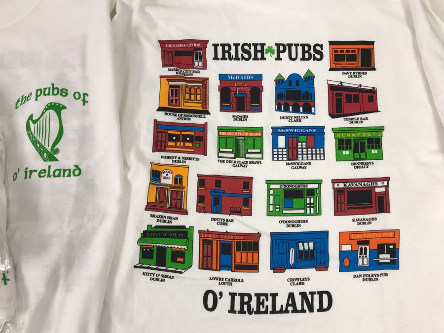 (8) New Long Sleeve T-Shirts 'The Pubs Of O'Ireland' - See Photos For Sizes - Retails $312 [Photo 3]