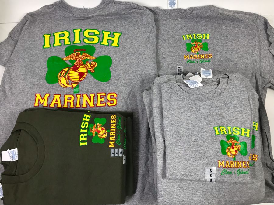 (18) New T-Shirts 'Irish Marines' - See Photos For Sizes - Retails $378