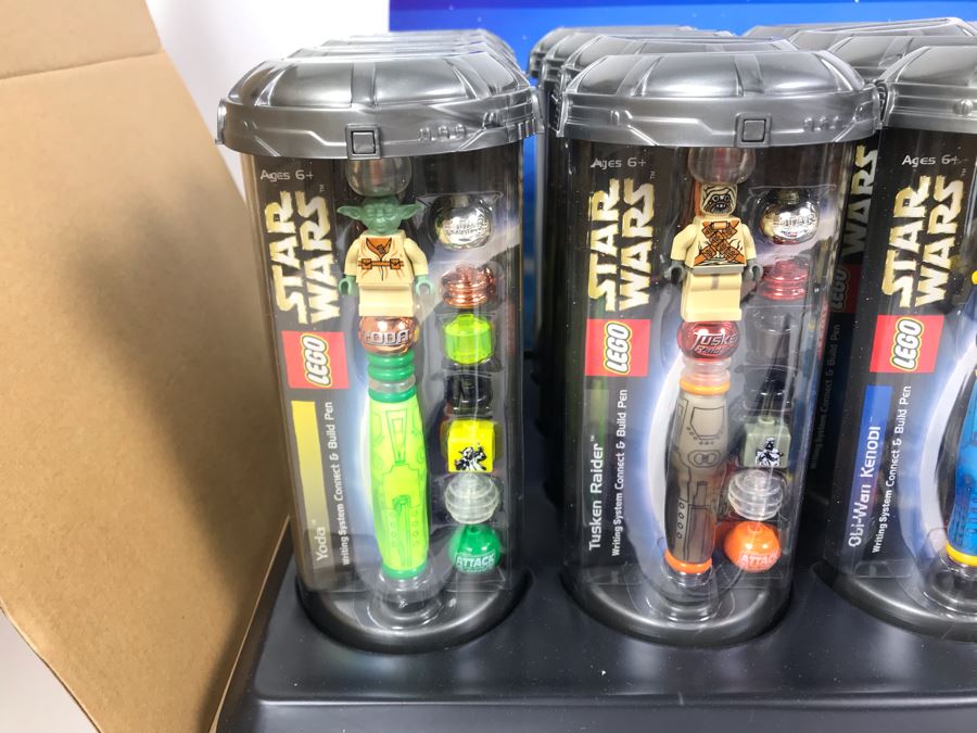 New 2003 LEGO Star Wars Writing System Writing System Pens: Yoda Pens, Tusken Raider Pens, Obi-Wan Kenobi Pens, Stormtrooper Pens, Paploo Pens, Luke Skywalker Pens Merchandiser Store Display By The CDM Company - 23 Pens Total - Missing One Paploo Pen [Photo 9]