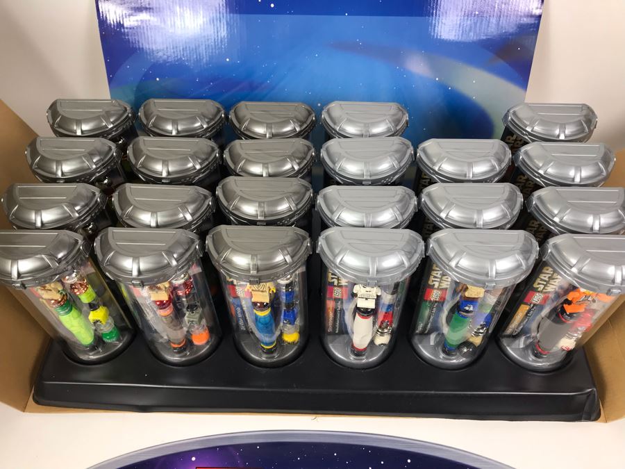 New 2003 LEGO Star Wars Writing System Writing System Pens: Yoda Pens, Tusken Raider Pens, Obi-Wan Kenobi Pens, Stormtrooper Pens, Paploo Pens, Luke Skywalker Pens Merchandiser Store Display By The CDM Company - 23 Pens Total - Missing One Paploo Pen [Photo 8]