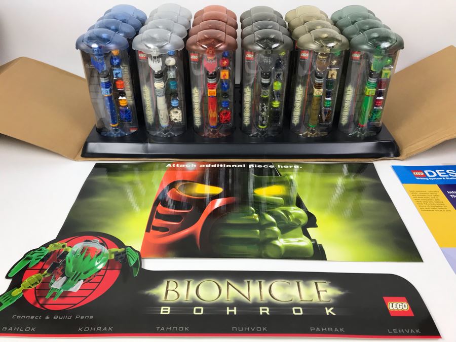 New 2002 LEGO Bionicle Bohrok Writing System Pens Merchandiser Store Display By The CDM Company - 24 Pens [Photo 1]