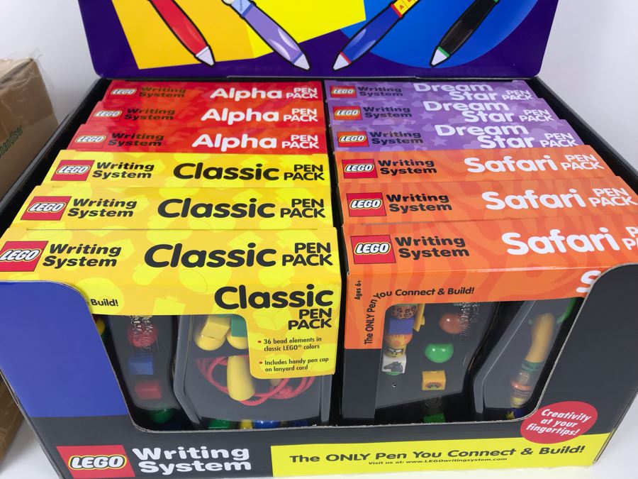 New LEGO Writing System Pens: Classic Pen Packs, Safari Pen Packs, Alpha Pen Packs And Dream Star Pen Packs Merchandiser Store Display By The CDM Company - 12 Pen Packs [Photo 4]