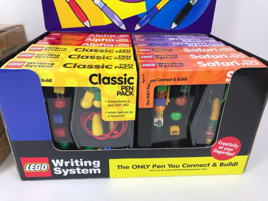 New LEGO Writing System Pens: Classic Pen Packs, Safari Pen Packs, Alpha Pen Packs And Dream Star Pen Packs Merchandiser Store Display By The CDM Company - 12 Pen Packs [Photo 3]