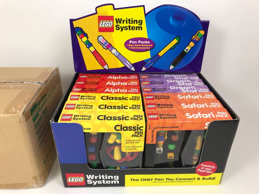 New LEGO Writing System Pens: Classic Pen Packs, Safari Pen Packs, Alpha Pen Packs And Dream Star Pen Packs Merchandiser Store Display By The CDM Company - 12 Pen Packs [Photo 2]