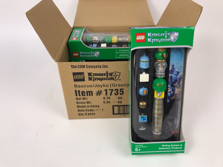 New 2004 LEGO Knights Kingdom Rascus/Jayko Green Writing System Pens By The CDM Company - 6 Pens [Photo 2]