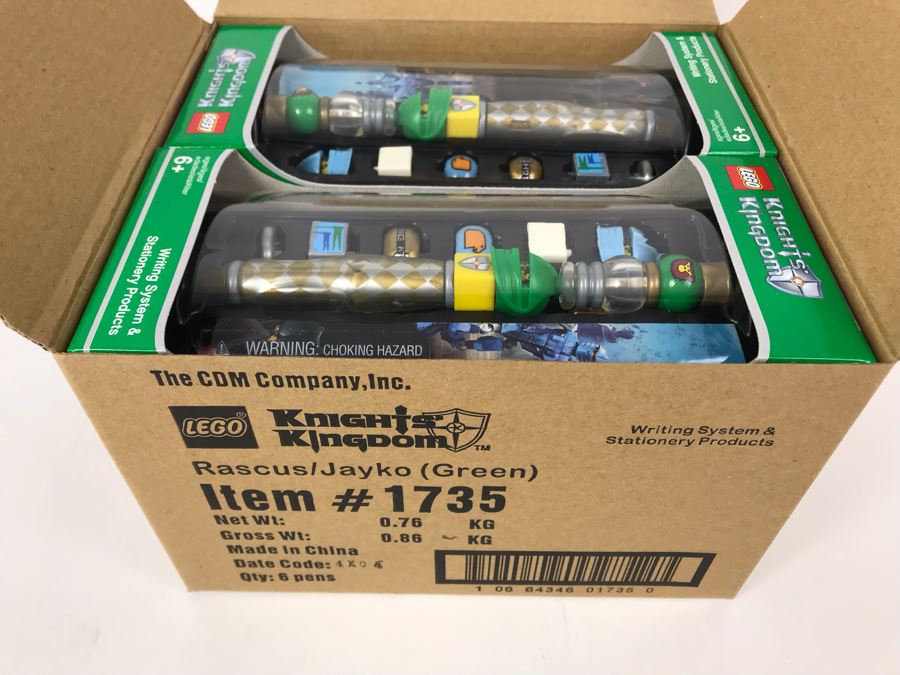 New 2004 LEGO Knights Kingdom Rascus/Jayko Green Writing System Pens By The CDM Company - 6 Pens [Photo 5]