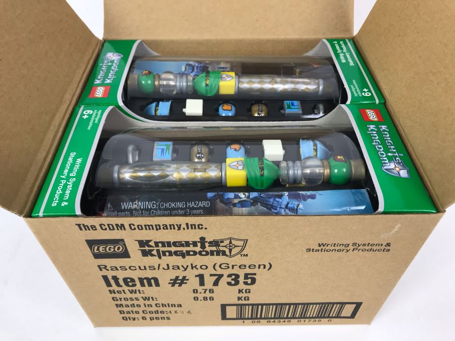 New 2004 LEGO Knights Kingdom Rascus/Jayko Green Writing System Pens By The CDM Company - 6 Pens [Photo 2]
