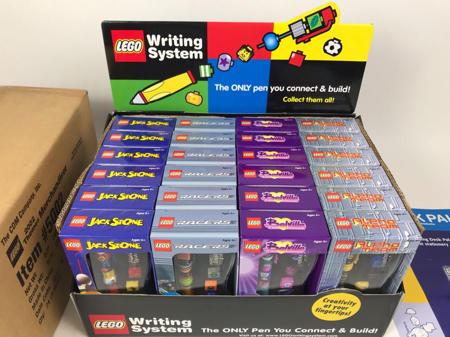 New 2002 LEGO Writing System Pens Merchandiser Store Display: Jack Stone Pens, Racers Pens, Belville Pens, Alpha Team Pens By The CDM Company - 24 Pens [Photo 2]