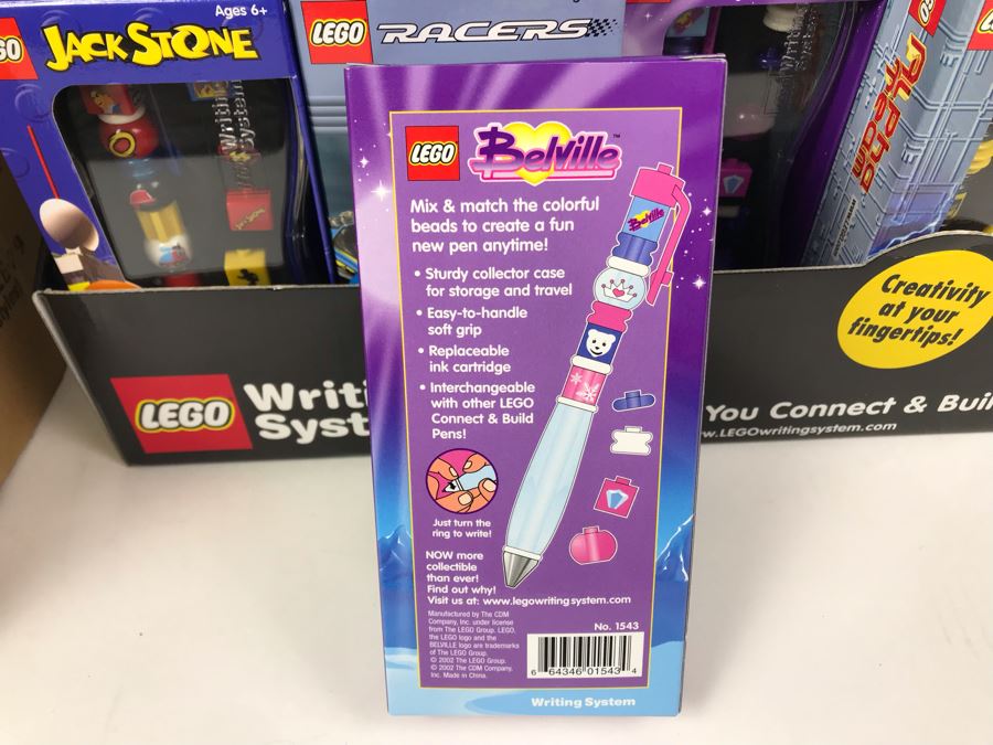 New 2002 LEGO Writing System Pens Merchandiser Store Display: Jack Stone Pens, Racers Pens, Belville Pens, Alpha Team Pens By The CDM Company - 24 Pens [Photo 18]