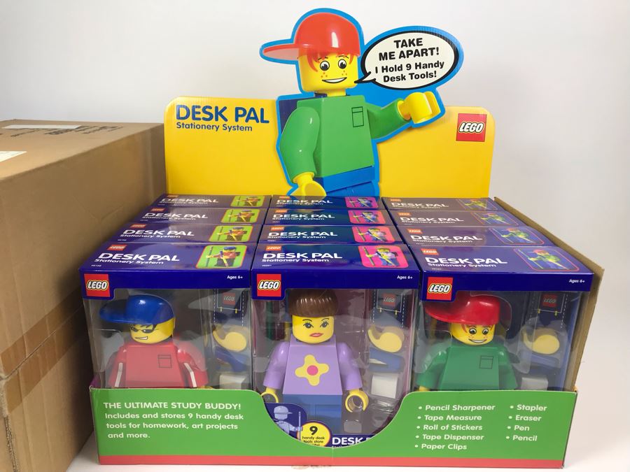 New 2002 LEGO Desk Pal Stationery System Merchandiser Store Display By The CDM Company - 12 Desk Pals [Photo 1]