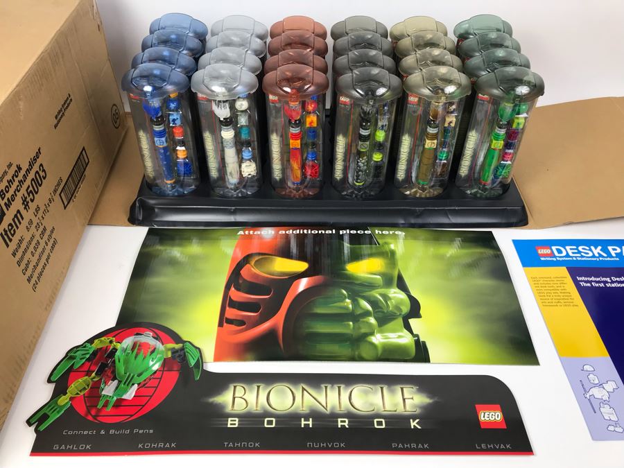 New 2002 LEGO Bionicle Bohrak Pens 6 Styles Merchandiser Store Display By The CDM Company - 24 Pens [Photo 2]