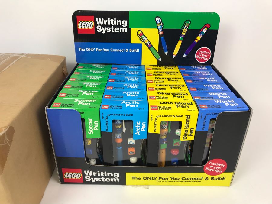 New 2000 LEGO Writing System Pens: Soccer Pens, Artic Pens, Dino Island Pens, World Pens Merchandiser Store Display By The CDM Company - 24 Pens [Photo 2]
