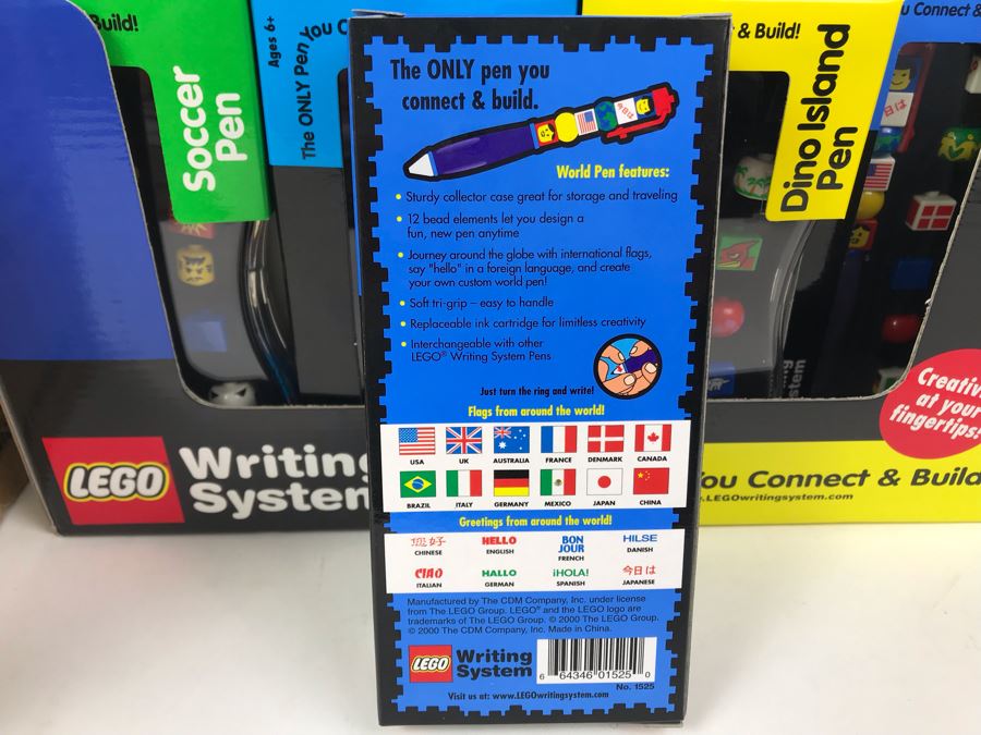 New 2000 LEGO Writing System Pens: Soccer Pens, Artic Pens, Dino Island Pens, World Pens Merchandiser Store Display By The CDM Company - 24 Pens [Photo 18]