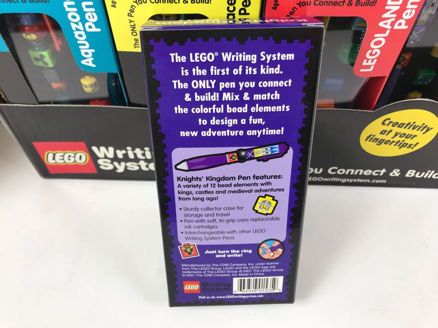New 2001 LEGO Writing System Writing System Pens: Legoland Pen, Aquazone Pen, Faces Pen, Knights' Kingdom Pen Merchandiser Store Display By The CDM Company - 24 Pens [Photo 11]