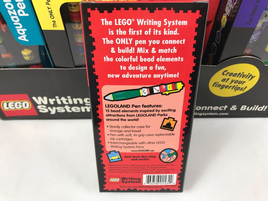 New 2001 LEGO Writing System Writing System Pens: Legoland Pen, Aquazone Pen, Faces Pen, Knights' Kingdom Pen Merchandiser Store Display By The CDM Company - 24 Pens [Photo 9]