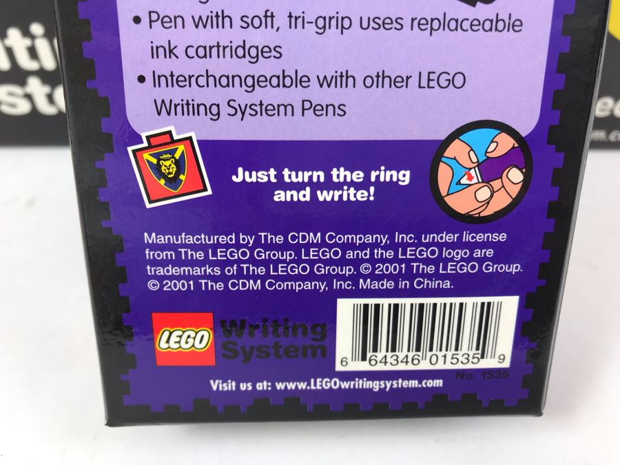 New 2001 LEGO Writing System Pens: Legoland Pen, Aquazone Pen, Faces Pen, Knights' Kingdom Pen Merchandiser Store Display By The CDM Company - 24 Pens [Photo 9]