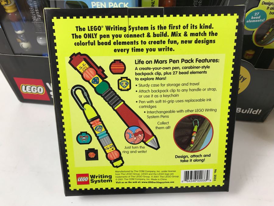 New 2001 LEGO Writing System Pen Packs: Life On Mars Pen Packs, Space Port Pen Packs, Dream Star Pen Packs, Safari Pen Packs, Alpha Pen Packs, Classic Pen Packs Merchandiser Store Display By The CDM Company - 12 Pen Packs [Photo 7]