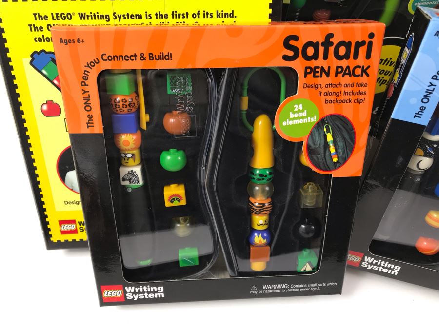 New 2001 LEGO Writing System Pen Packs: Life On Mars Pen Packs, Space Port Pen Packs, Dream Star Pen Packs, Safari Pen Packs, Alpha Pen Packs, Classic Pen Packs Merchandiser Store Display By The CDM Company - 12 Pen Packs [Photo 17]