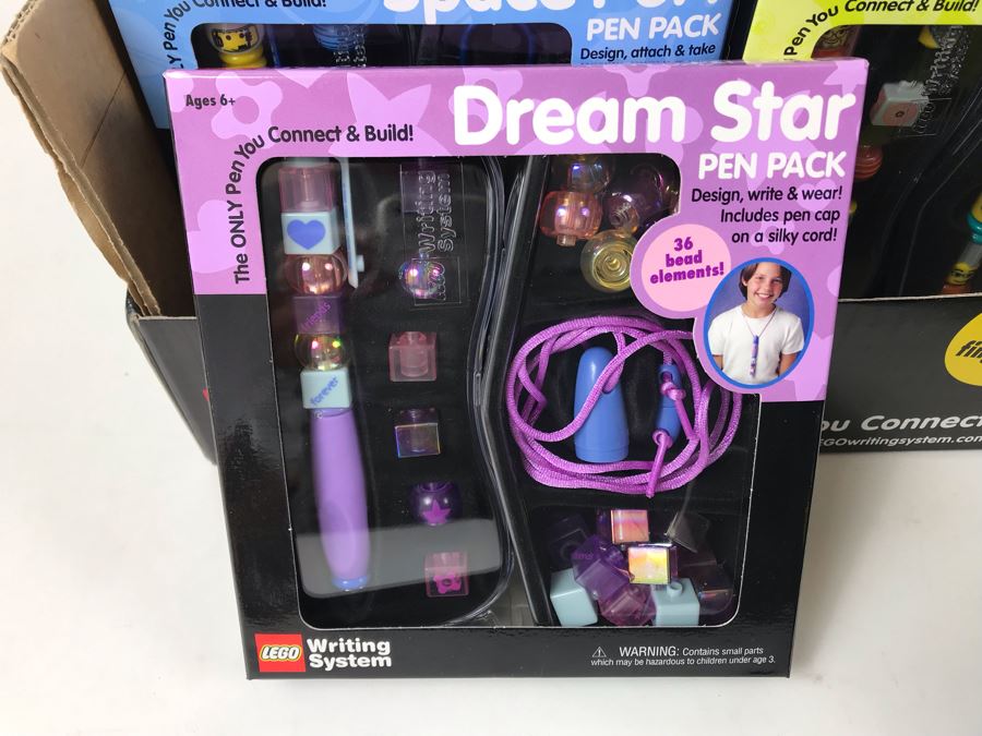 New 2001 LEGO Writing System Pen Packs: Life On Mars Pen Packs, Space Port Pen Packs, Dream Star Pen Packs, Safari Pen Packs, Alpha Pen Packs, Classic Pen Packs Merchandiser Store Display By The CDM Company - 12 Pen Packs [Photo 12]