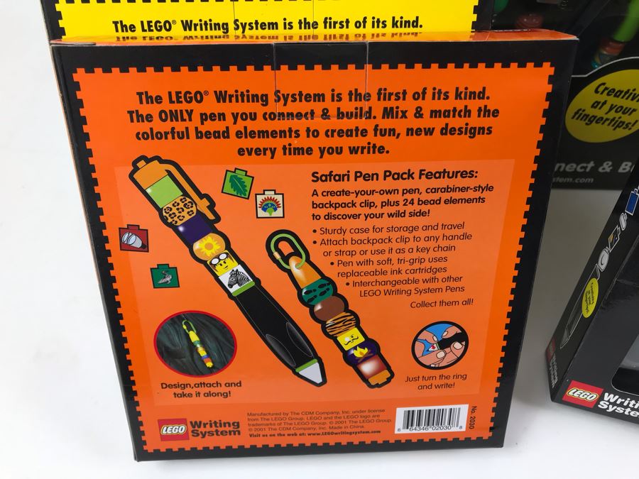 New 2001 LEGO Writing System Pen Packs: Life On Mars Pen Packs, Space Port Pen Packs, Dream Star Pen Packs, Safari Pen Packs, Alpha Pen Packs, Classic Pen Packs Merchandiser Store Display By The CDM Company - 12 Pen Packs [Photo 18]