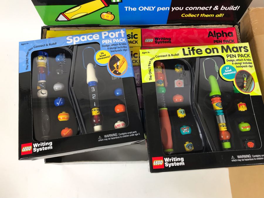 New 2001 LEGO Writing System Pen Packs: Life On Mars Pen Packs, Space Port Pen Packs, Dream Star Pen Packs, Safari Pen Packs, Alpha Pen Packs, Classic Pen Packs Merchandiser Store Display By The CDM Company - 12 Pen Packs [Photo 5]