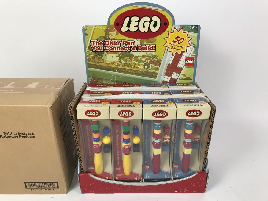 New LEGO Vintage 50th Anniversary Edition Writing System Pens Merchandiser Store Display By The CDM Company - 12 Pens
