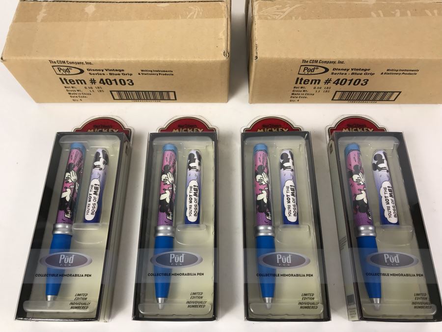 New 2004 Mickey Mouse Disney Limited Edition Individually Numbered Collectible Memorabilia Pod Pens - 8 Pens [Photo 1]