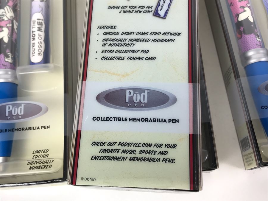 New 2004 Mickey Mouse Disney Limited Edition Individually Numbered Collectible Memorabilia Pod Pens - 8 Pens [Photo 8]