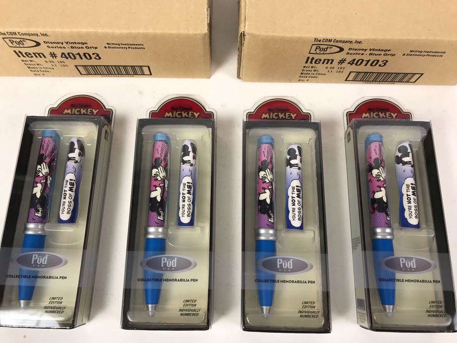 New 2004 Mickey Mouse Disney Limited Edition Individually Numbered Collectible Memorabilia Pod Pens - 8 Pens [Photo 1]