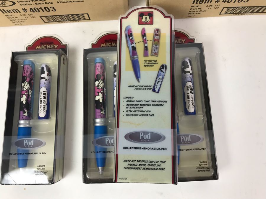 New 2004 Mickey Mouse Disney Limited Edition Individually Numbered Collectible Memorabilia Pod Pens - 8 Pens [Photo 7]
