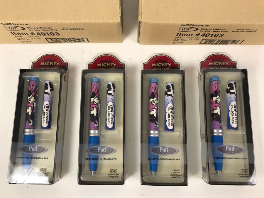 New 2004 Mickey Mouse Disney Limited Edition Individually Numbered Collectible Memorabilia Pod Pens - 8 Pens [Photo 2]