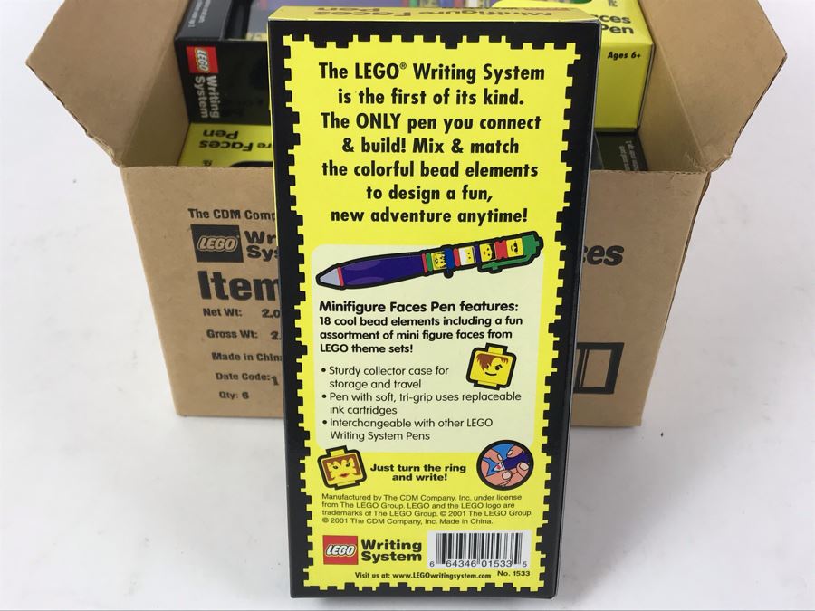 New 2001 LEGO Minifigure Faces Pens Writing System Pens By The CDM Company - 6 Pens [Photo 7]