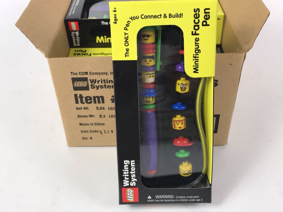 New 2001 LEGO Minifigure Faces Pens Writing System Pens By The CDM Company - 6 Pens [Photo 1]