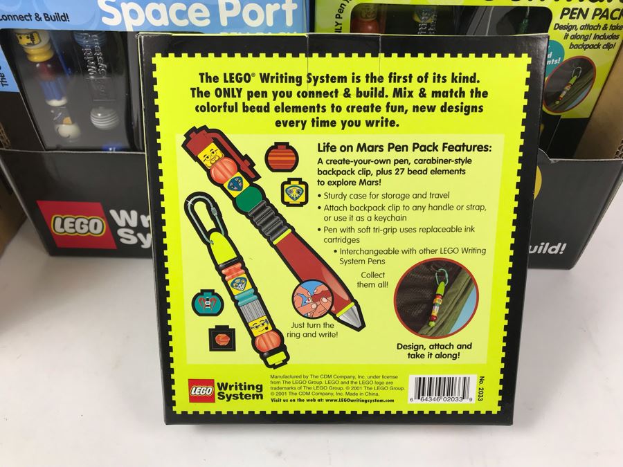 New 2001 LEGO Writing System Pen Packs: Life On Mars Pen Packs, Space Port Pen Packs, Dream Star Pen Packs, Safari Pen Packs, Alpha Pen Packs, Classic Pen Packs Merchandiser Store Display By The CDM Company - 12 Pen Packs [Photo 9]