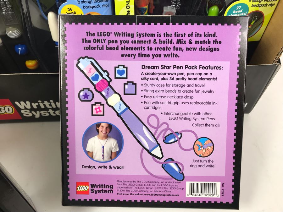 New 2001 LEGO Writing System Pen Packs: Life On Mars Pen Packs, Space Port Pen Packs, Dream Star Pen Packs, Safari Pen Packs, Alpha Pen Packs, Classic Pen Packs Merchandiser Store Display By The CDM Company - 12 Pen Packs [Photo 16]