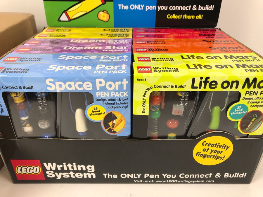 New 2001 LEGO Writing System Pen Packs: Life On Mars Pen Packs, Space Port Pen Packs, Dream Star Pen Packs, Safari Pen Packs, Alpha Pen Packs, Classic Pen Packs Merchandiser Store Display By The CDM Company - 12 Pen Packs [Photo 6]