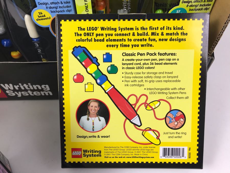 New 2001 LEGO Writing System Pen Packs: Life On Mars Pen Packs, Space Port Pen Packs, Dream Star Pen Packs, Safari Pen Packs, Alpha Pen Packs, Classic Pen Packs Merchandiser Store Display By The CDM Company - 12 Pen Packs [Photo 19]