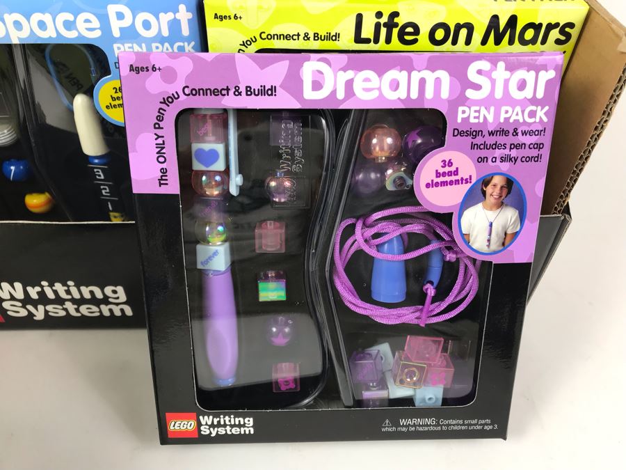 New 2001 LEGO Writing System Pen Packs: Life On Mars Pen Packs, Space Port Pen Packs, Dream Star Pen Packs, Safari Pen Packs, Alpha Pen Packs, Classic Pen Packs Merchandiser Store Display By The CDM Company - 12 Pen Packs [Photo 14]