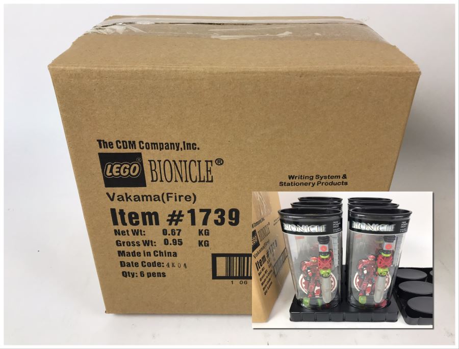 Sealed New 2004 LEGO Bionicle Vakama Fire Pens Writing System Pens By The CDM Company - 6 Pens [Photo 1]