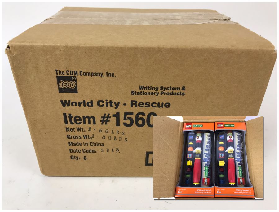 Sealed New 2004 LEGO World City Pens Writing System Pens By The CDM Company - 6 Pens [Photo 1]