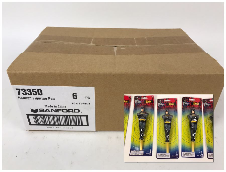 Sealed New Box Of 2004 Batman Figurine Pens By Sanford - 6 Pens [Photo 1]