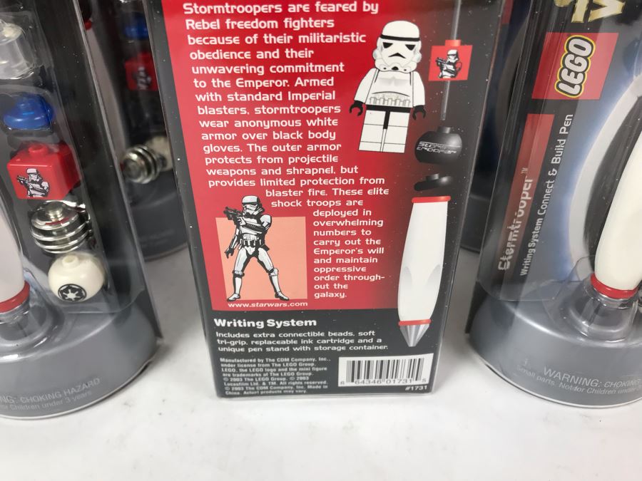 New 2003 LEGO Star Wars Stormtrooper Pens Writing System Pens By The CDM Company - 6 Pens [Photo 8]