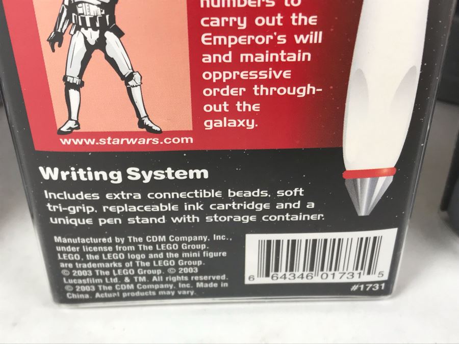 New 2003 LEGO Star Wars Stormtrooper Pens Writing System Pens By The CDM Company - 6 Pens [Photo 9]