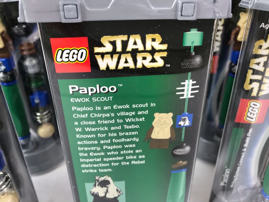 New 2003 LEGO Star Wars Paploo (Ewok) Pens Writing System Pens By The CDM Company - 6 Pens [Photo 7]