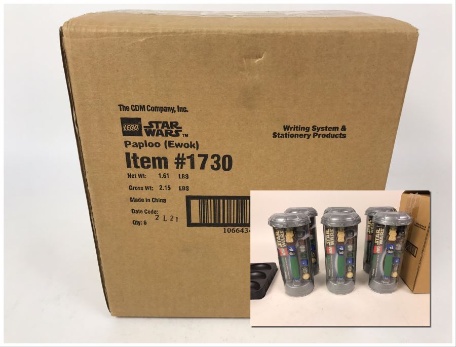 Sealed Box Of New 2003 LEGO Star Wars Paploo (Ewok) Pens Writing System Pens By The CDM Company - 6 Pens