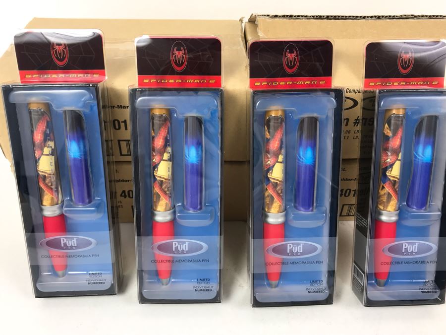 New 2004 Marvel Spider-Man Columbia Pictures Limited Edition Individually Numbered Collectible Memorabilia Pod Pens - 16 Pens