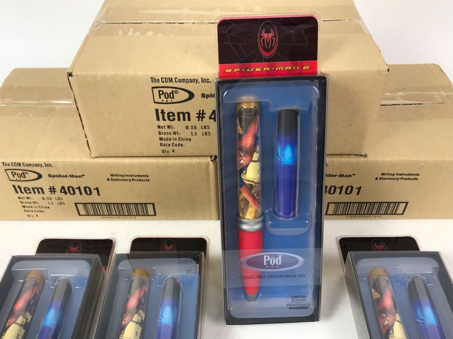 New 2004 Marvel Spider-Man Columbia Pictures Limited Edition Individually Numbered Collectible Memorabilia Pod Pens - 12 Pens