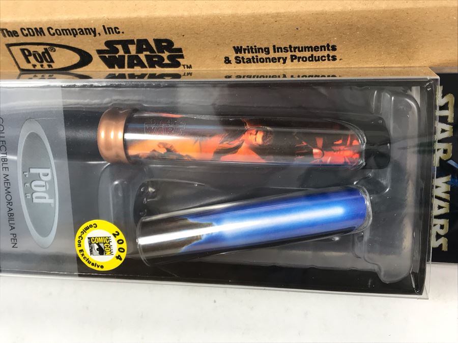 New Sealed Box Of (4) 2004 Star Wars Comic-Con Limited Edition Individually Numbered Collectible Memorabilia Pod Pens Plus One Loose Pen - 5 Pens [Photo 7]