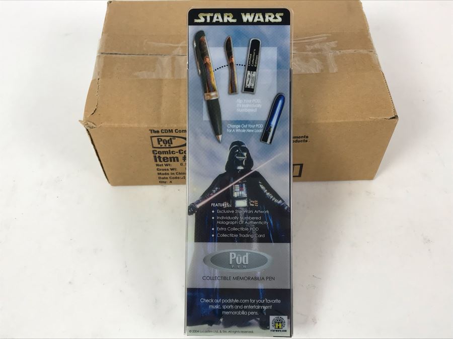 New Sealed Box Of (4) 2004 Star Wars Comic-Con Limited Edition Individually Numbered Collectible Memorabilia Pod Pens Plus One Loose Pen - 5 Pens [Photo 9]