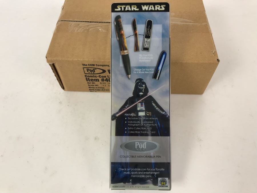 New Sealed Box Of (4) 2004 Star Wars Comic-Con Limited Edition Individually Numbered Collectible Memorabilia Pod Pens Plus One Loose Pen - 5 Pens [Photo 9]
